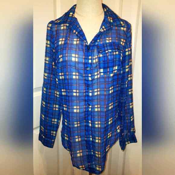 Timing Sheer flowy Button Up Top Women Size Small Lightweight - Picture 1 of 4